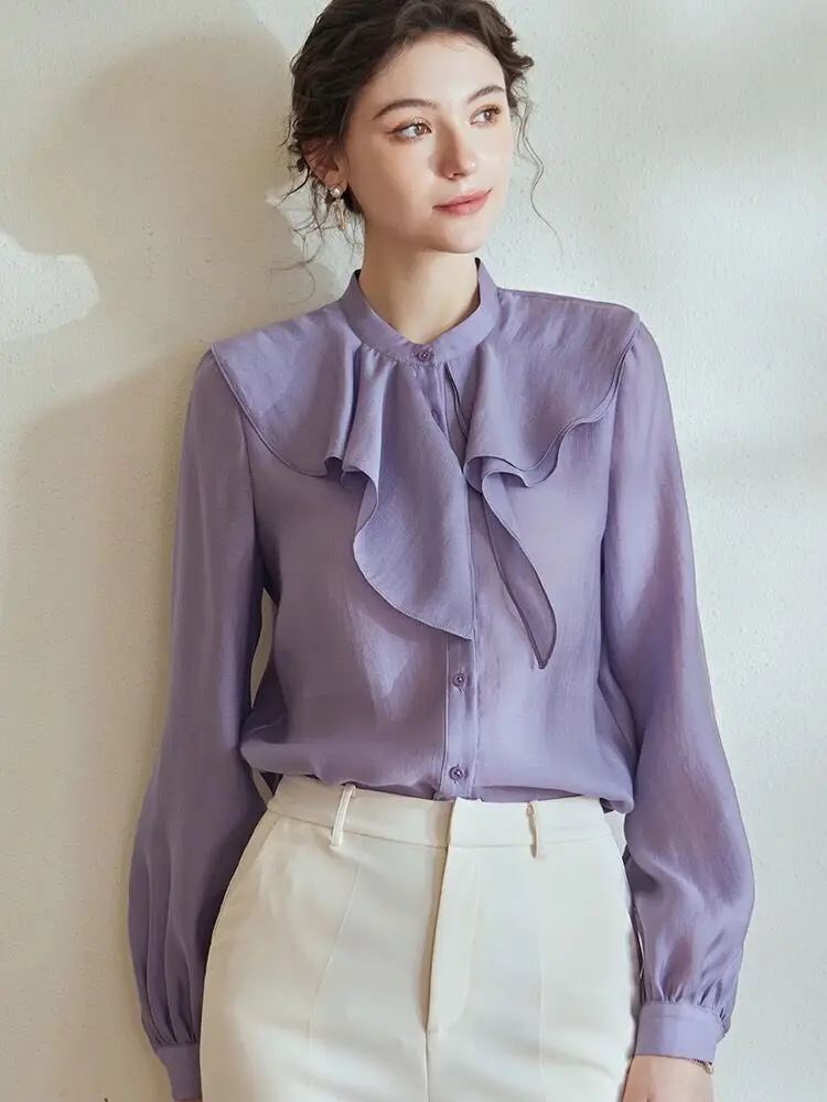 Вискозная Повседневная тонкая дышащая Блузка с оборками на воротнике, Корейская Солнцезащитная рубашка для женщин, 2023, элегантные свободные топы с воротником-стойкой
Вискозная Повседневная тонкая дышащая Блузка с оборками на воротнике, Корейская Солнцезащитная рубашка для женщин, 2023, элегантные свободные топы с воротником-стойкой