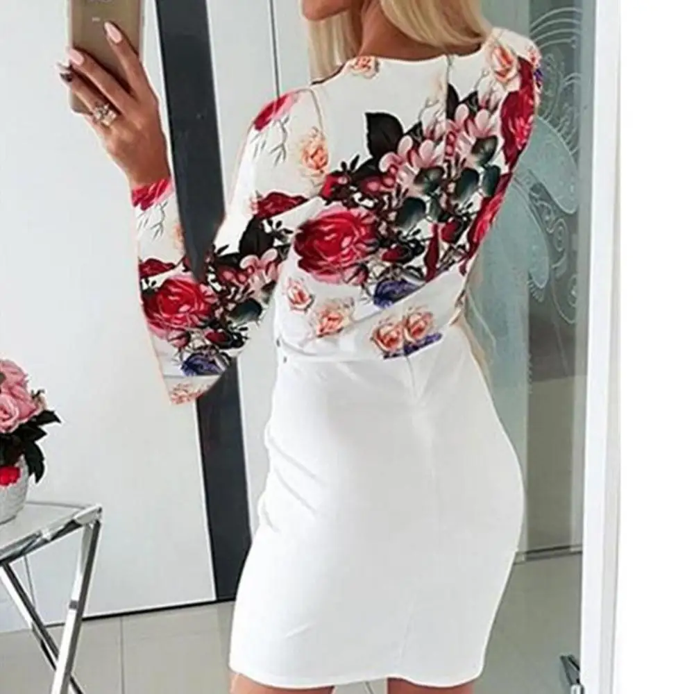 Fashion Autumn Women's Dresses Lady Elegant Flower Print Deep V Long Sleeve Bodycon Office Mini Dress Female Party Slim Dress
Fashion Autumn Women's Dresses Lady Elegant Flower Print Deep V Long Sleeve Bodycon Office Mini Dress Female Party Slim Dress