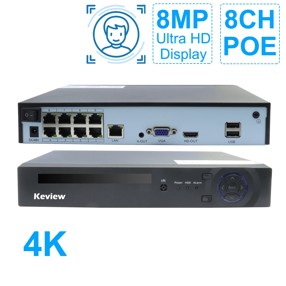 

IP-камера системы видеонаблюдения H.265, 4/8 каналов, POE, NVR, 4K, 8 Мп, 5 МП, 4 МП, 2 МП, сетевой видеорегистратор P2P с функцией обнаружения лица