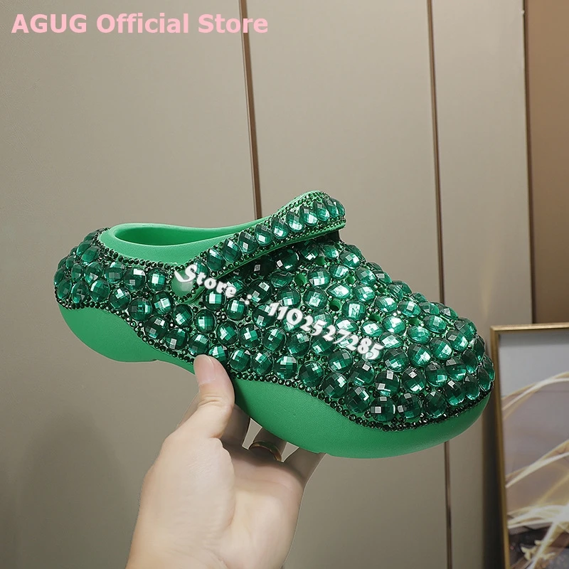 Summer Solid Slippers New Luxury Brand Design Rhinestone Novelty Crystal Low Heel Free Shipping Round Toe Outsize Comfort Shoes
Summer Solid Slippers New Luxury Brand Design Rhinestone Novelty Crystal Low Heel Free Shipping Round Toe Outsize Comfort Shoes