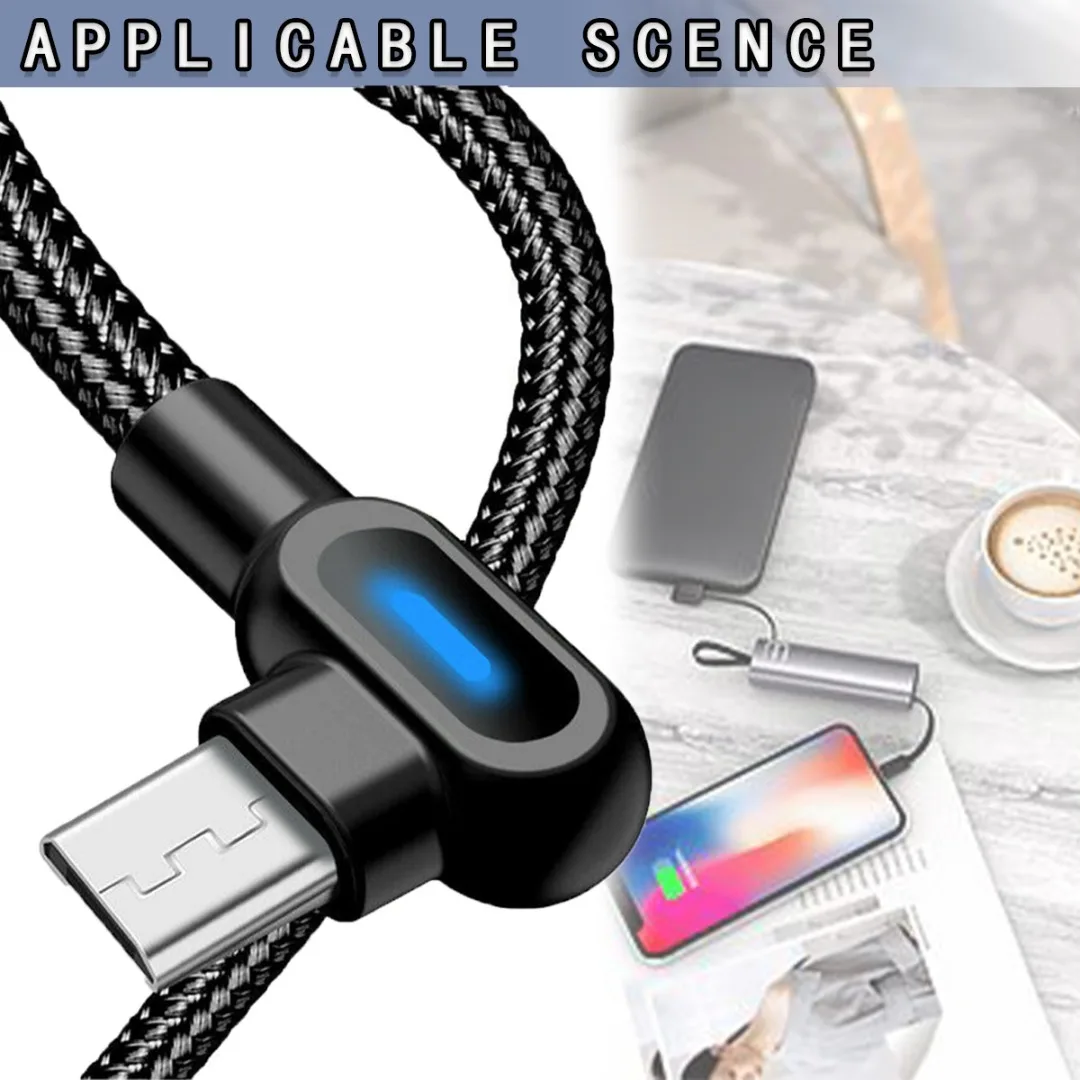 90 Degree USB Cable LED Fast Charge Data Cord For iPhone Android Charger Incredibly Durable Design Material Aluminium Black
90 Degree USB Cable LED Fast Charge Data Cord For iPhone Android Charger Incredibly Durable Design Material Aluminium Black