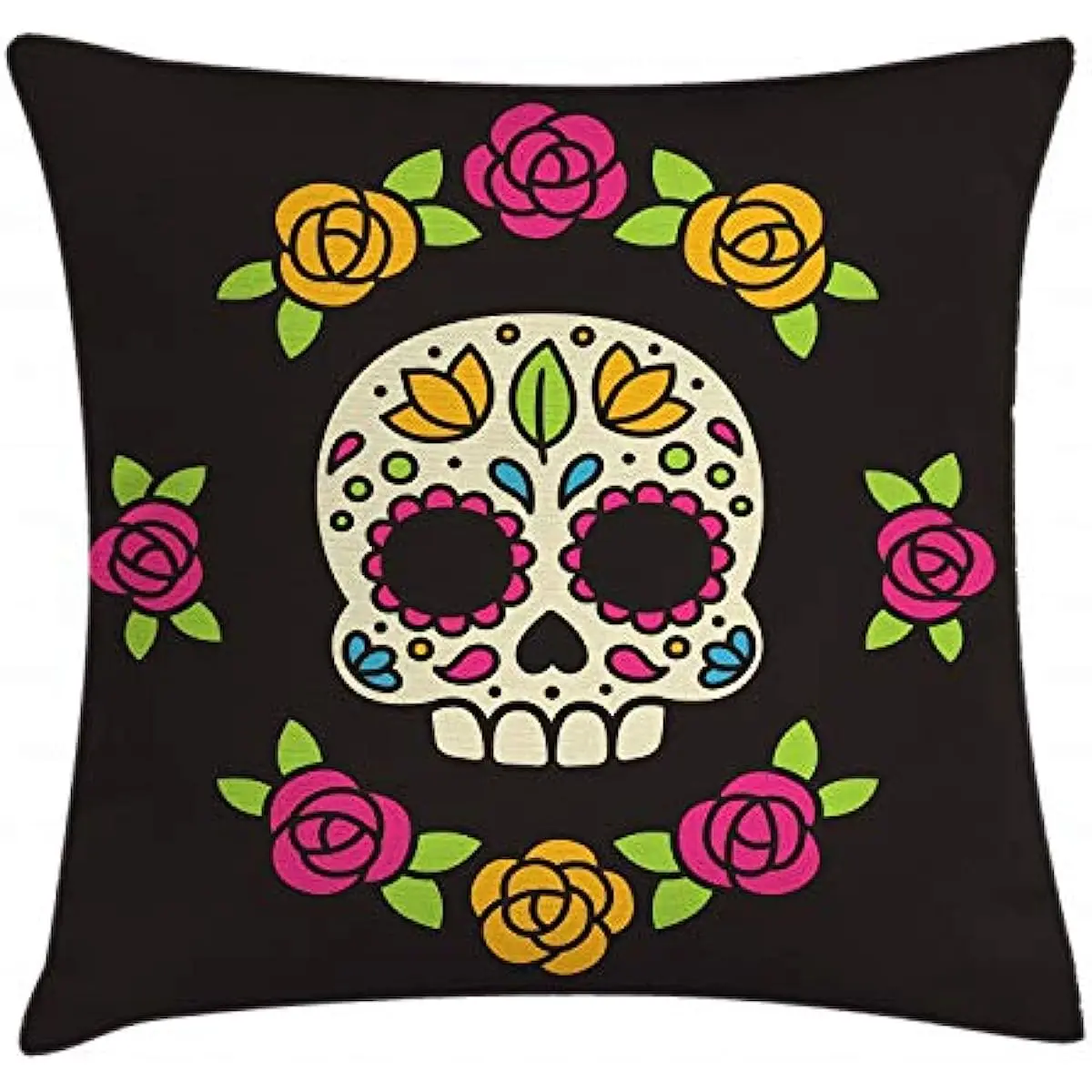 Sugar Skull Throw Pillow Cushion Cover, Colorful Pattern Skeleton Flower Wreath Decorative Square Feature Pillow Cover
Sugar Skull Throw Pillow Cushion Cover, Colorful Pattern Skeleton Flower Wreath Decorative Square Feature Pillow Cover