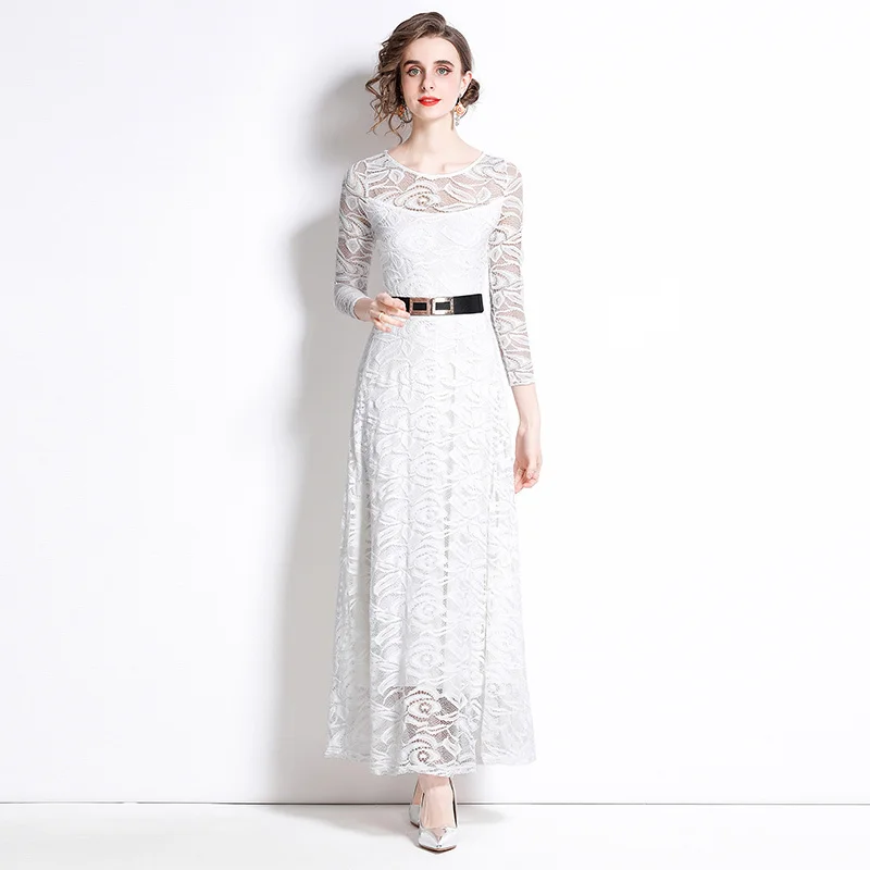 Woman Embroidery Lace Long Dress Sexy O-Neck Wedding Elegant Party Formal Dresses Casual White Vintage Maxi Dress Vestido G646
Woman Embroidery Lace Long Dress Sexy O-Neck Wedding Elegant Party Formal Dresses Casual White Vintage Maxi Dress Vestido G646