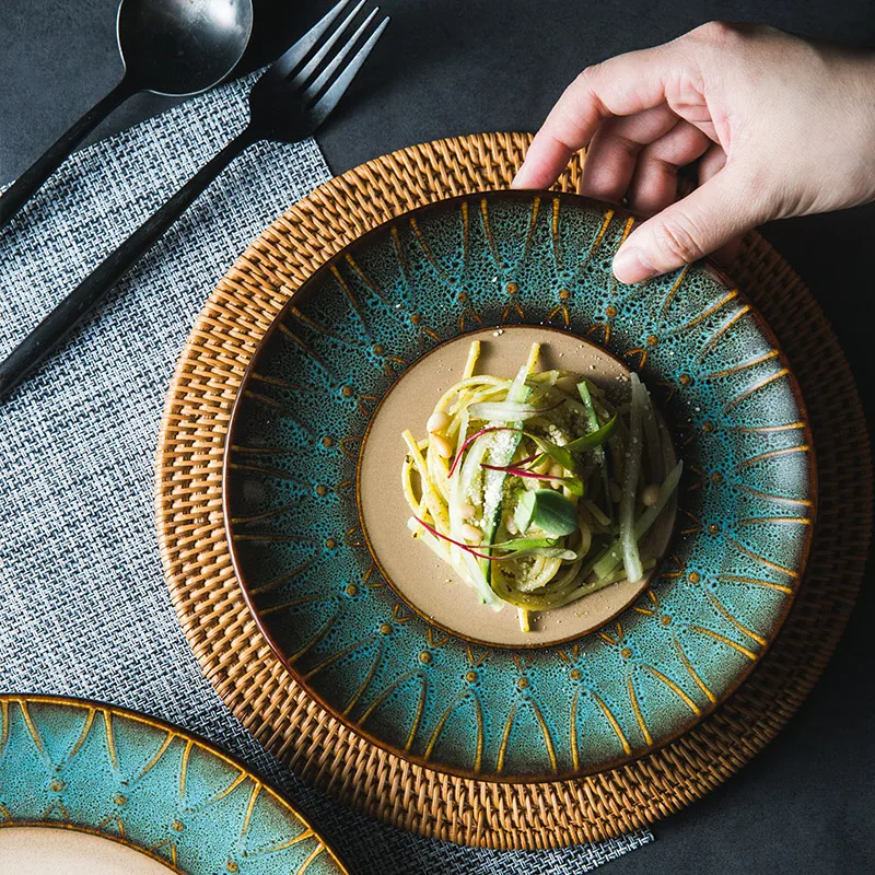 Creative American Glaze Kiln Ceramic Tableware Western Cuisine Plate Steak Plate Salad Dish Dim Sum Plate Breakfast Plate Italia
Creative American Glaze Kiln Ceramic Tableware Western Cuisine Plate Steak Plate Salad Dish Dim Sum Plate Breakfast Plate Italia