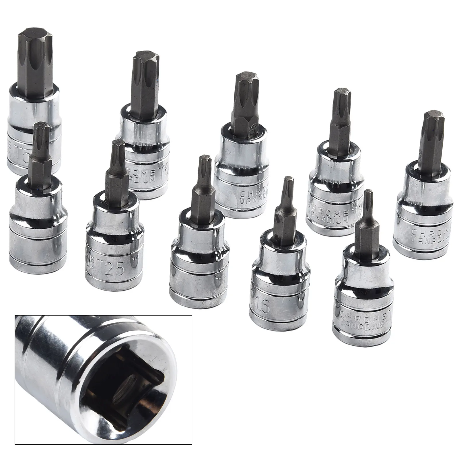 Bicycles Repair Socket Torx Bit 10PCS 3/8inch Socket Bits End Locks Onto Drive Notched Drive T10-T55 3/8\\\\\\\"Drive
Bicycles Repair Socket Torx Bit 10PCS 3/8inch Socket Bits End Locks Onto Drive Notched Drive T10-T55 3/8\\\\\\\"Drive