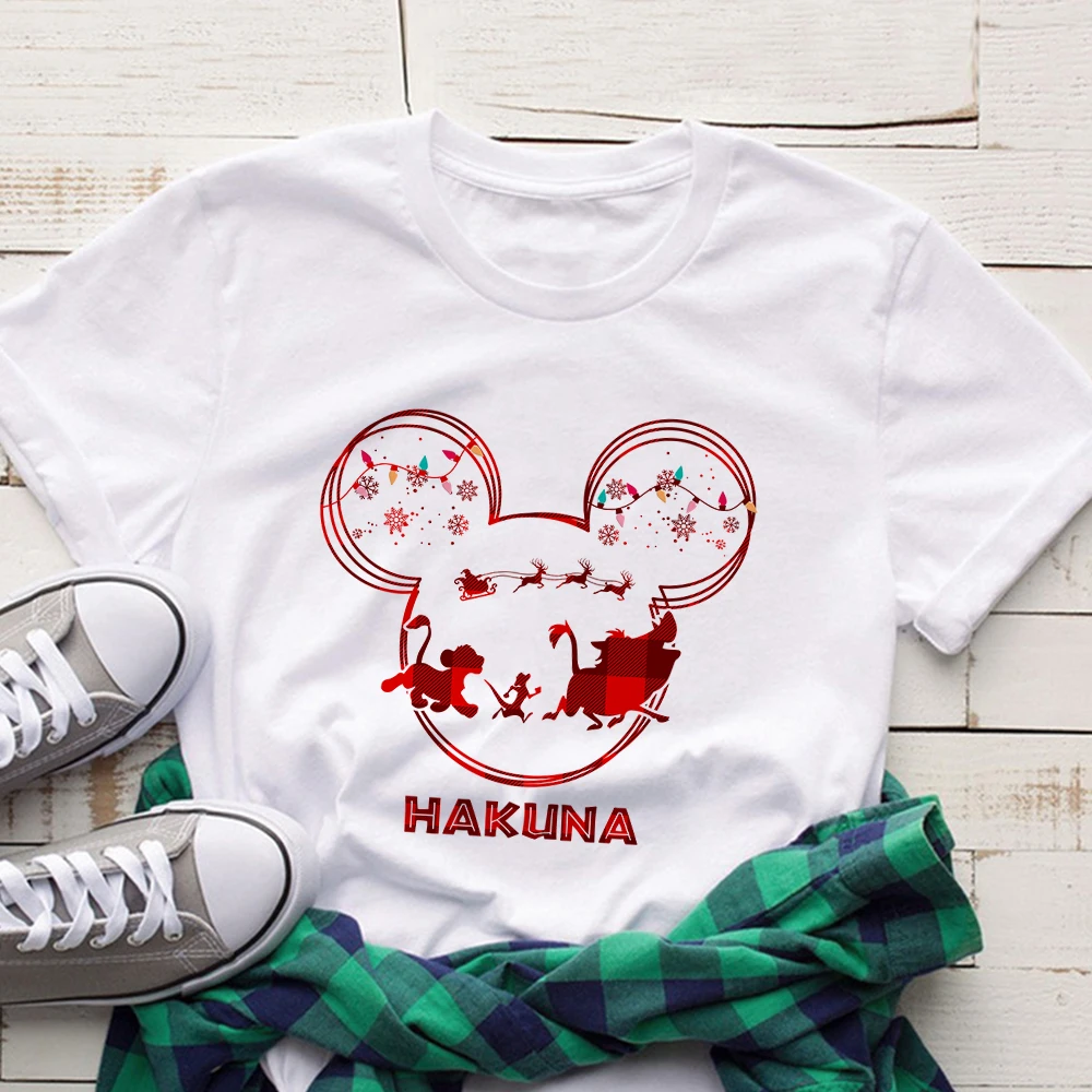 Christmas T-shirts Disney Lion King Hakuna Matata Xmas Party Women Clothes Short Sleeve Instagram Fashion Trend Tops Wholesale
Christmas T-shirts Disney Lion King Hakuna Matata Xmas Party Women Clothes Short Sleeve Instagram Fashion Trend Tops Wholesale