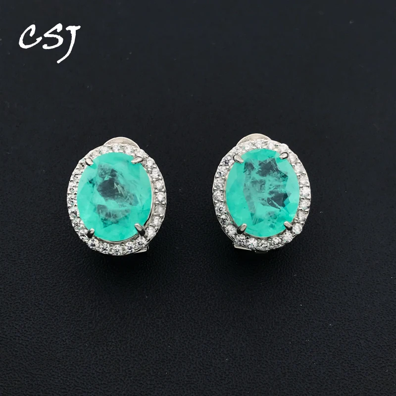 CSJ Trendy Paraiba Tourmaline Earrings Solid 925 Sterling Silver Created Gemstone 10*12mm for Women Jewelry Party Birthday Gift
CSJ Trendy Paraiba Tourmaline Earrings Solid 925 Sterling Silver Created Gemstone 10*12mm for Women Jewelry Party Birthday Gift