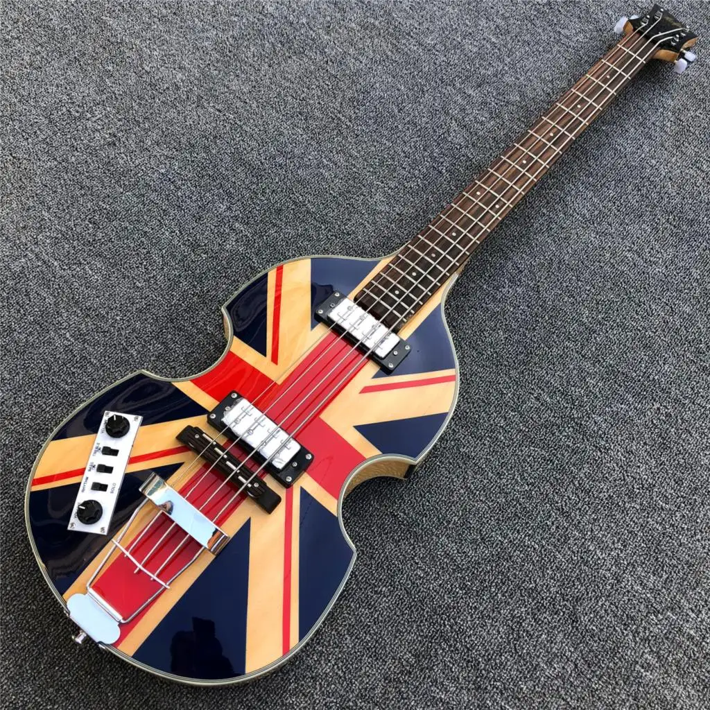 4 Strings British Flag Bass Guitar Flame Maple Hollow Body Vintage CT Violin BB2 Electric Bass
4 Strings British Flag Bass Guitar Flame Maple Hollow Body Vintage CT Violin BB2 Electric Bass