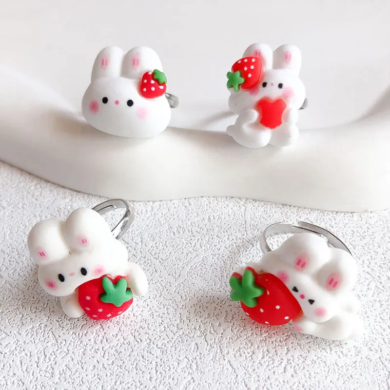 Resin Strawberry Rabbit Rings For Women Girls Cute Handmade Adjustable Acrylic Finger Rings Vintage Easter Jewelry Wholesale New
Resin Strawberry Rabbit Rings For Women Girls Cute Handmade Adjustable Acrylic Finger Rings Vintage Easter Jewelry Wholesale New