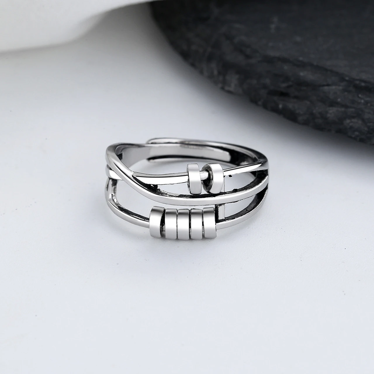 Anxiety Ring Adjustable Opening Women Men Fidget Ring With Bead Worry Stress Relief Jewelry For Female Stacking Finger Rings
Anxiety Ring Adjustable Opening Women Men Fidget Ring With Bead Worry Stress Relief Jewelry For Female Stacking Finger Rings
