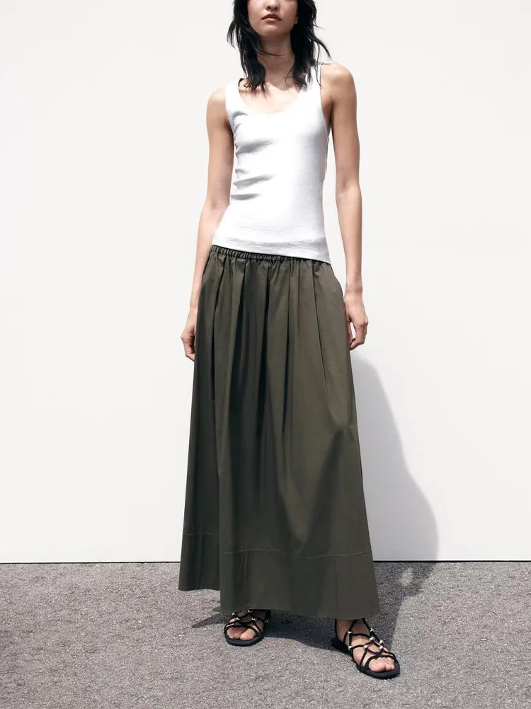 New summer women's high-end sense of versatile big swing skirt temperament skirt casual elastic waist poplin high waist skirt
New summer women's high-end sense of versatile big swing skirt temperament skirt casual elastic waist poplin high waist skirt