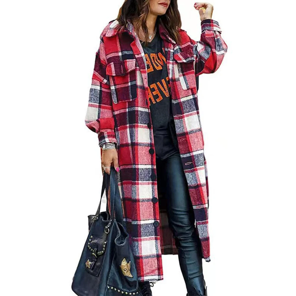 Woman Long Sleeve Loose Button Plaid Shirt Woolen Jacket Long Checkered Winter Clothes Fashion Female Clothing Tunic Baggy Coats
Woman Long Sleeve Loose Button Plaid Shirt Woolen Jacket Long Checkered Winter Clothes Fashion Female Clothing Tunic Baggy Coats