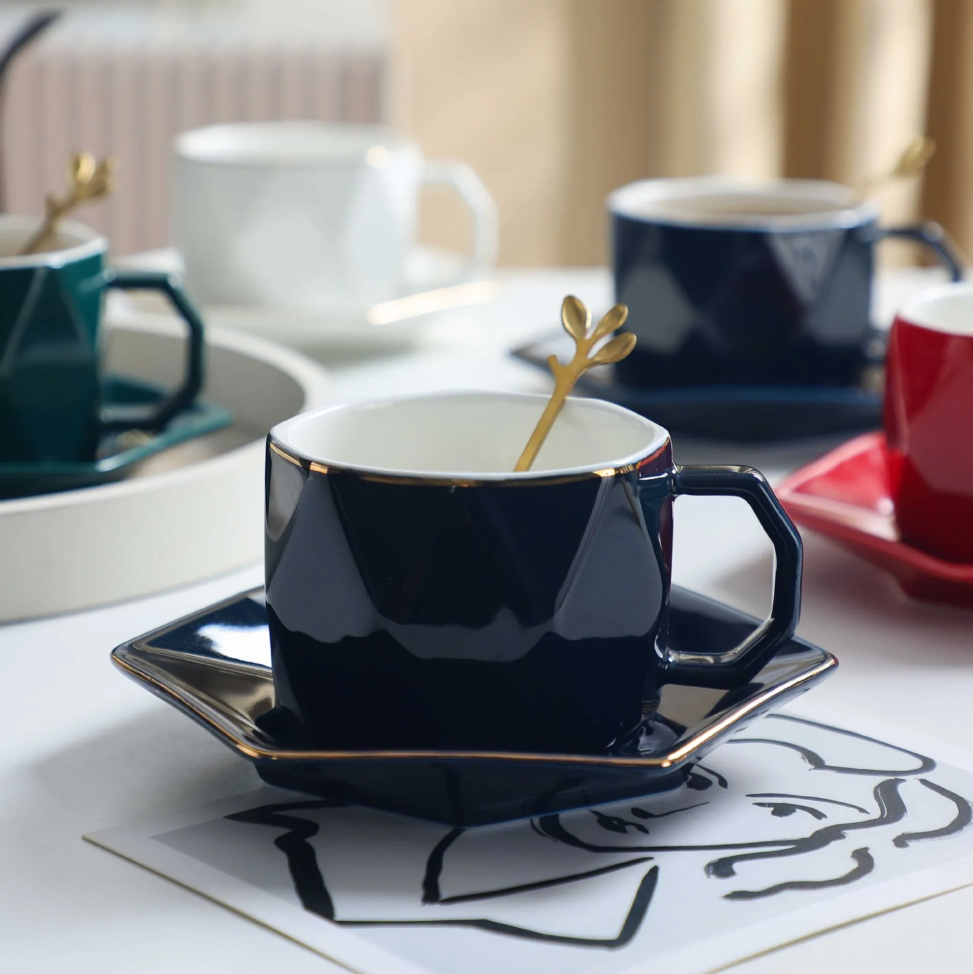 Luxury Coffee Cup Set Nordic Phnom Penh Afternoon Cup and Saucer Combination Exquisite Commercial Ceramic Cup and Saucer
Luxury Coffee Cup Set Nordic Phnom Penh Afternoon Cup and Saucer Combination Exquisite Commercial Ceramic Cup and Saucer