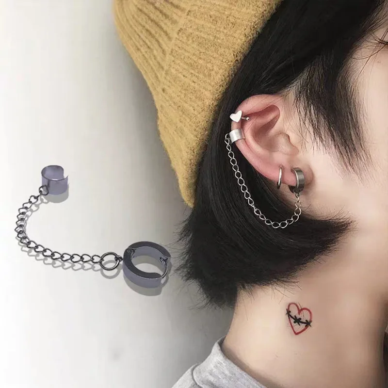 Vintage Chain Ear Clip Fake Piercing Stainless Steel Earrings Women Men Ear Bone Clip Silver Goth Eardrop Hip Hop Trend Jewelry
Vintage Chain Ear Clip Fake Piercing Stainless Steel Earrings Women Men Ear Bone Clip Silver Goth Eardrop Hip Hop Trend Jewelry