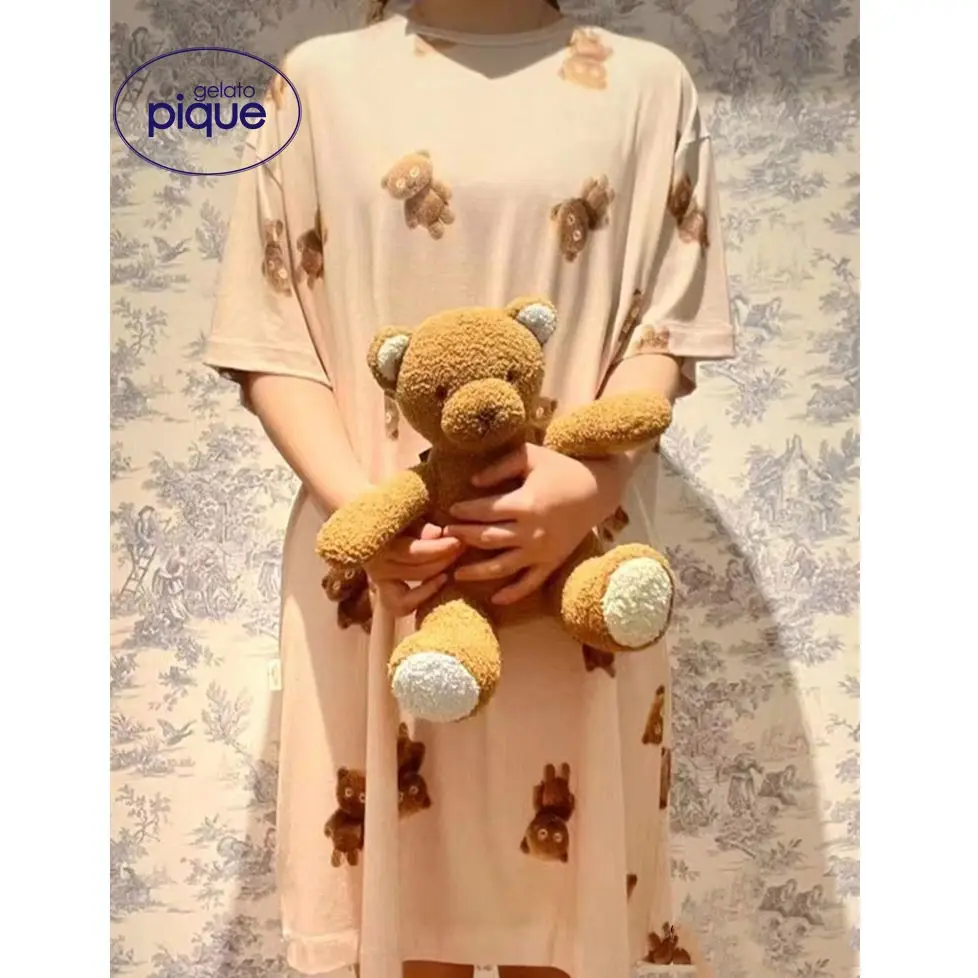 Gelato Pique Pajamas Dress Nightdress One Piece Summer Ladies Sleepwear Cute Bear Pattern Kawaii Long One-piece Dress Gown
Gelato Pique Pajamas Dress Nightdress One Piece Summer Ladies Sleepwear Cute Bear Pattern Kawaii Long One-piece Dress Gown