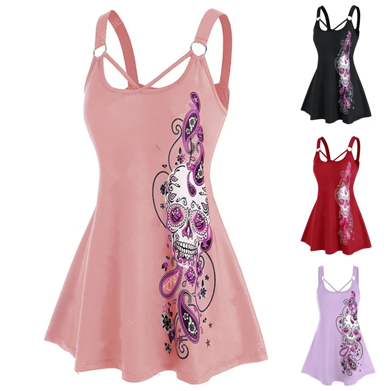 Blouse Women Sleeveless Skull Print U Neck Shirts Summer Women's Fashion Streetwear Casual Loose Sexy Tops Loose Vests Blouses
Blouse Women Sleeveless Skull Print U Neck Shirts Summer Women's Fashion Streetwear Casual Loose Sexy Tops Loose Vests Blouses