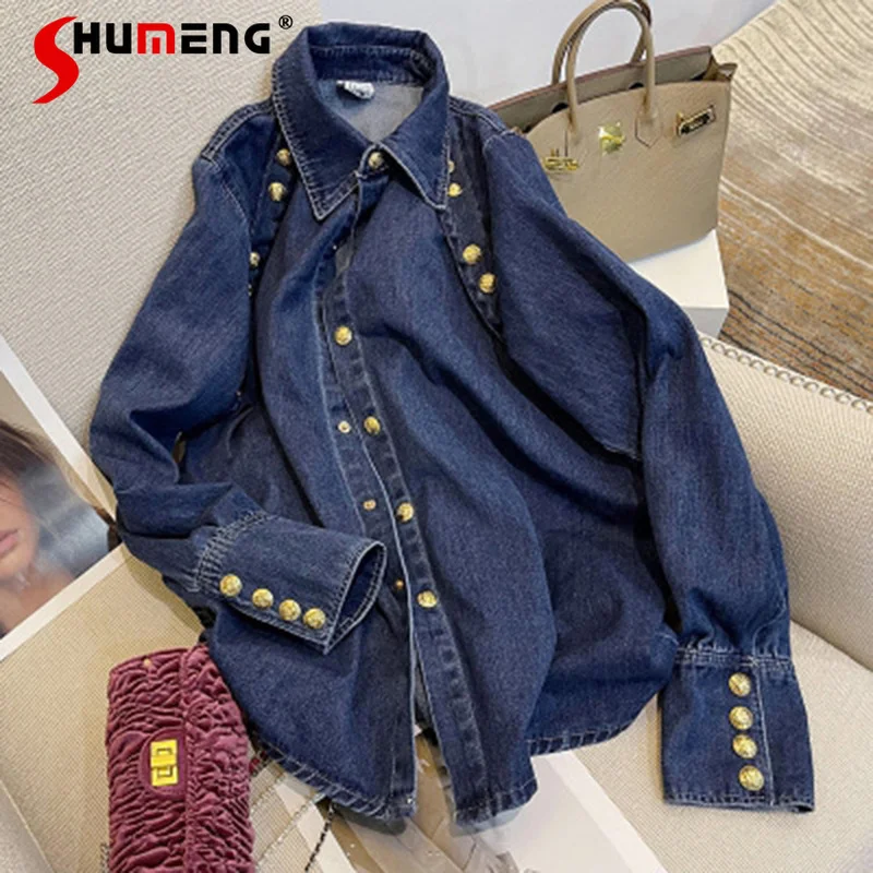 Retro Denim Shirt Women's Autumn and Winter 2022 New Streetwear Long Sleeve Camisa De Mujer Outer Wear Mid-length Blouse
Retro Denim Shirt Women's Autumn and Winter 2022 New Streetwear Long Sleeve Camisa De Mujer Outer Wear Mid-length Blouse