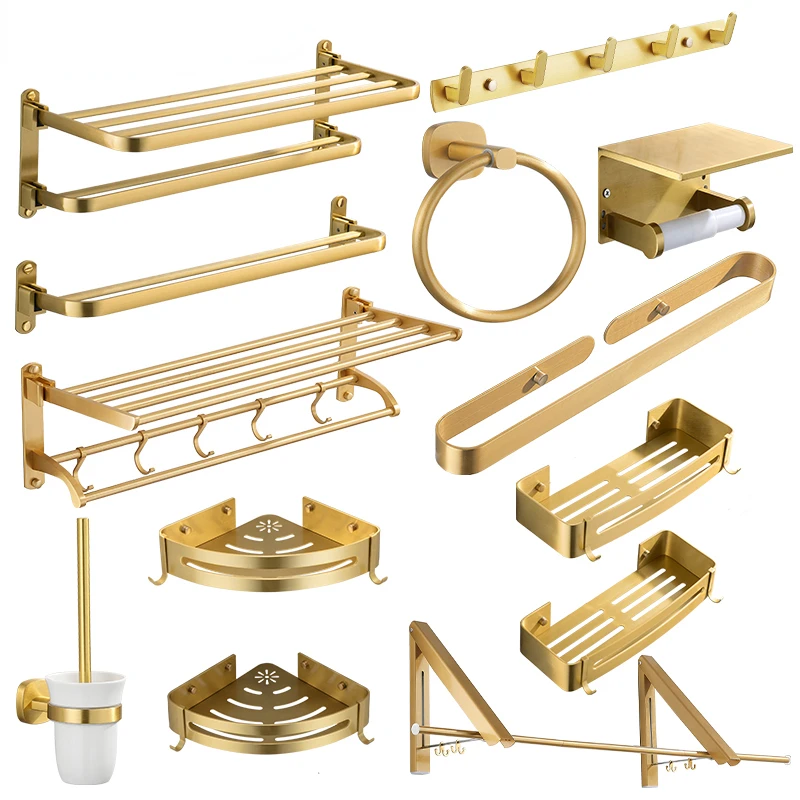 AluminumBathroom Accessory Towel Rack,Paper holder Toilet Brush Holder Towel Holder hook Brushed Gold Bath Hardware Row hook
AluminumBathroom Accessory Towel Rack,Paper holder Toilet Brush Holder Towel Holder hook Brushed Gold Bath Hardware Row hook