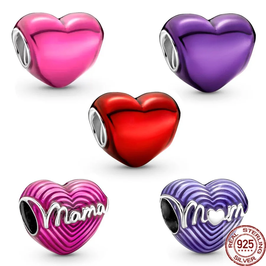 NEW 925 Sterling Silver Metallic Love Mom Pink Purple Red Heart Charm Bead Fit Original Pandora Bracelet Fine Women Jewelry Gift
NEW 925 Sterling Silver Metallic Love Mom Pink Purple Red Heart Charm Bead Fit Original Pandora Bracelet Fine Women Jewelry Gift