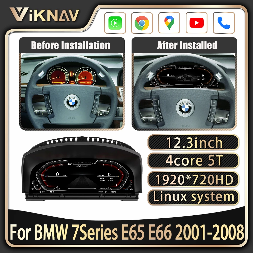 ViKNAV 12,3 дюймов для BMW серий 7 E65 E66 2001-2008 автомобильный кластер для замены linux цифровой датчик экрана
ViKNAV 12,3 дюймов для BMW серий 7 E65 E66 2001-2008 автомобильный кластер для замены linux цифровой датчик экрана