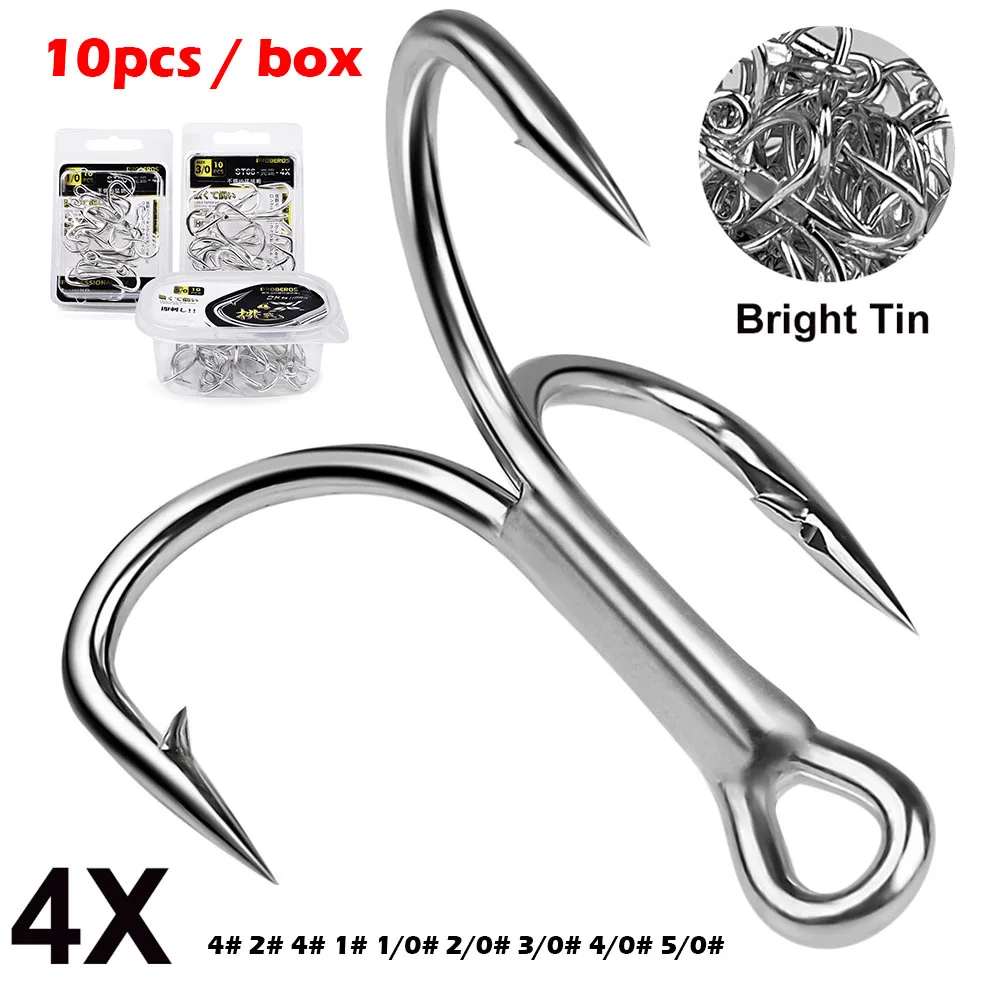 10pcs/box Antirust Fishing Hooks 4#-5/0# High-Carbon Steel Strong Treble Hooks Super Sharp Triple Barbed Fish Hooks Accessories
10pcs/box Antirust Fishing Hooks 4#-5/0# High-Carbon Steel Strong Treble Hooks Super Sharp Triple Barbed Fish Hooks Accessories