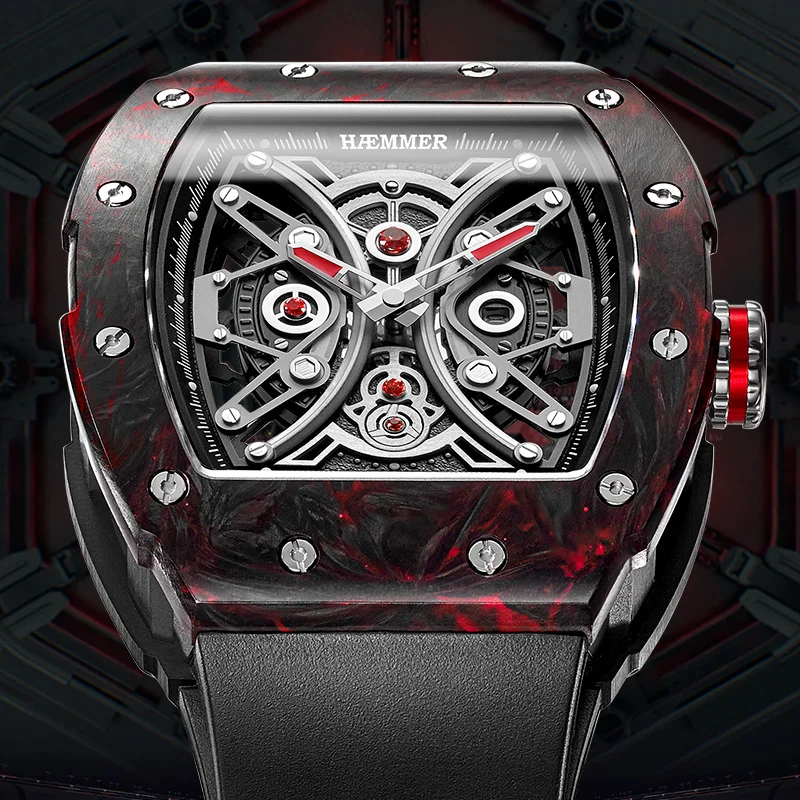 HAEMMER Top Luxury Brand Skeleton Watch NH35 Automatic Men Watches Sport Tonneau Mechanical Watch Carbon Fiber Luminous Watches
HAEMMER Top Luxury Brand Skeleton Watch NH35 Automatic Men Watches Sport Tonneau Mechanical Watch Carbon Fiber Luminous Watches