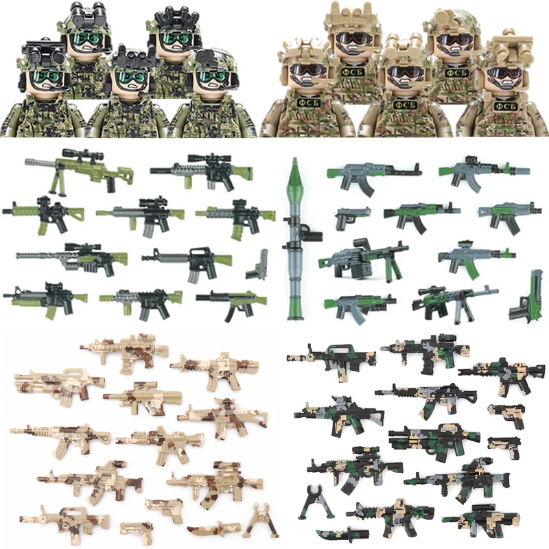 

Modern Russia Alpha Force Soldier Figures Building Blocks City SWAT Special Forces Commando Military Weapons Bricks Toy For Kids