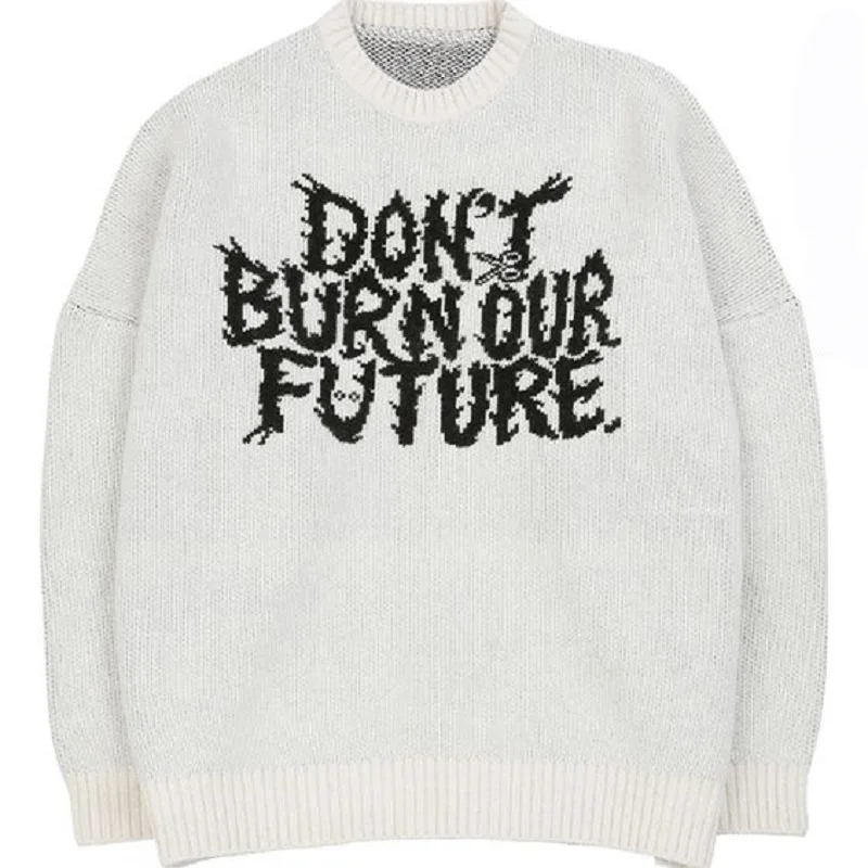2023 Модный пуловер с надписью don'tburn FUTURE, свитер Y2K, уличный винтажный Модный Молодежный пуловер в стиле панк для пар 
2023 Модный пуловер с надписью don'tburn FUTURE, свитер Y2K, уличный винтажный Модный Молодежный пуловер в стиле панк для пар