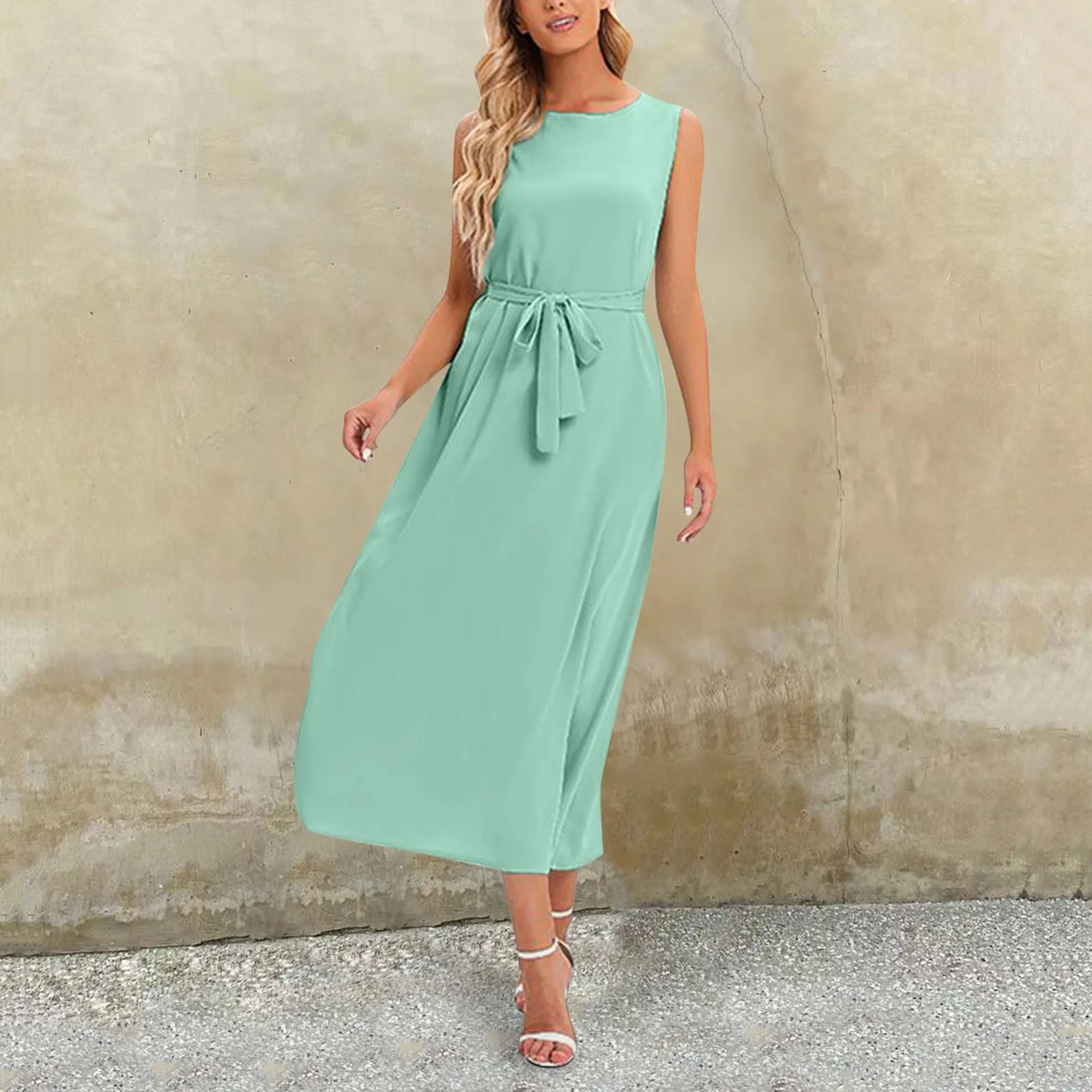 Women Casual Dress 2022 Summer Solid Color Lacing Up Dress Fashion Round Neck Sleeveless Maxi Dress Female Boho Party Vestidos
Women Casual Dress 2022 Summer Solid Color Lacing Up Dress Fashion Round Neck Sleeveless Maxi Dress Female Boho Party Vestidos