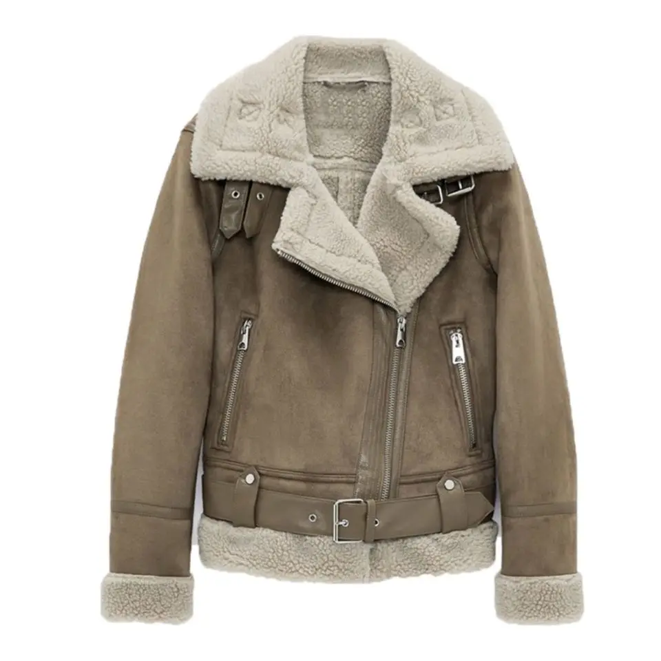 Winter Women Thick Warm Suede Lamb Jacket Short Motorcycle Brown Coats Faux Shearling Sheepskin Leather Jackets Outwear casaco
Winter Women Thick Warm Suede Lamb Jacket Short Motorcycle Brown Coats Faux Shearling Sheepskin Leather Jackets Outwear casaco