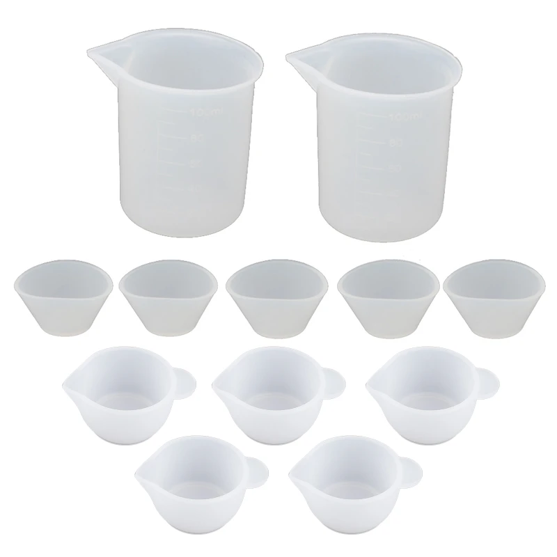 

12Pcs Resin Silicone Mixing Measuring Cups 100ml 20ml 10ml For UV Resin Mold DIY Resin Casting Jewelry Making Tools Kit