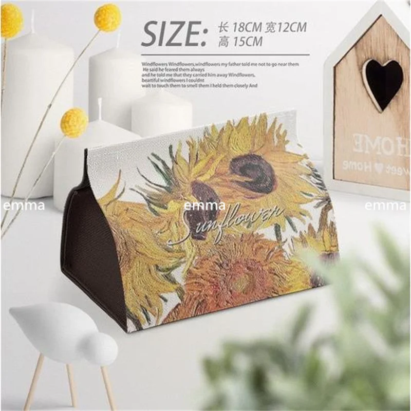 New Oil Painting Pattern Tissue Box Cotton Linen Household Napkin Box Car Drawing Paper Box Roll Paper Bag
New Oil Painting Pattern Tissue Box Cotton Linen Household Napkin Box Car Drawing Paper Box Roll Paper Bag