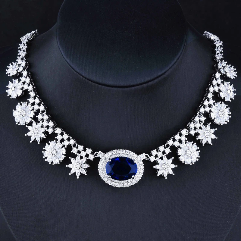 

Korean Style Flower Pendant Necklace Inlay Shine Oval AAA Zircon Hight Grade Geometry Jewelry For Women Wedding Engagement Gifts