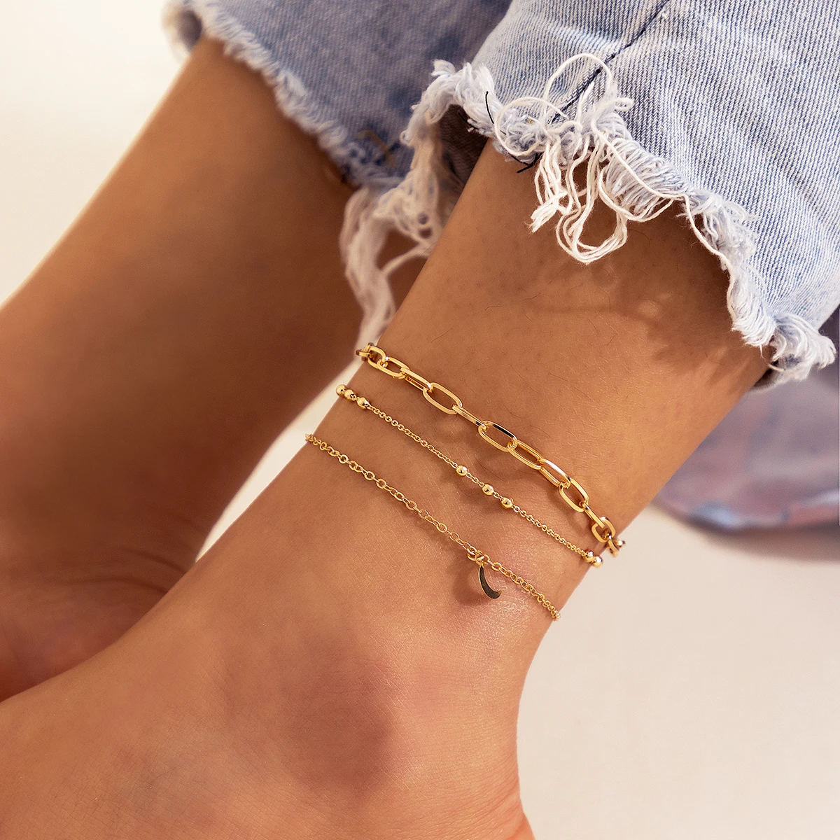 Lacteo Summer Beach Gold Color Chain Anklet For Women Girls Hiphop Moon Bead Decor Anklets 2022 Jewelry Accessories Link Chain
Lacteo Summer Beach Gold Color Chain Anklet For Women Girls Hiphop Moon Bead Decor Anklets 2022 Jewelry Accessories Link Chain