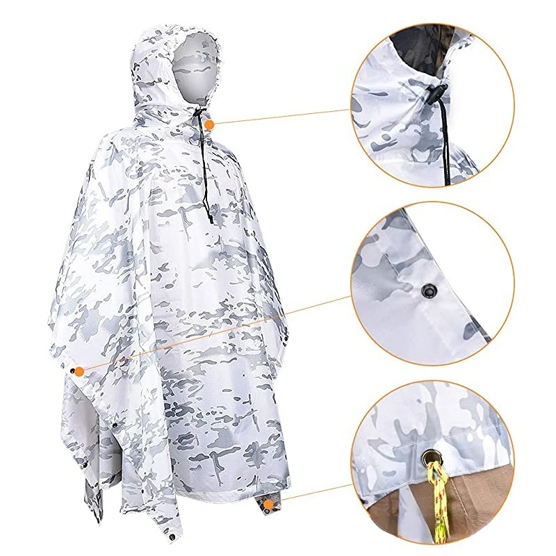 Outdoor Hooded Breathable Rainwear Camo Poncho Army Tactical Raincoat Camping Hiking Hunting Birdwatching Suit Travel Rain Gears
Outdoor Hooded Breathable Rainwear Camo Poncho Army Tactical Raincoat Camping Hiking Hunting Birdwatching Suit Travel Rain Gears