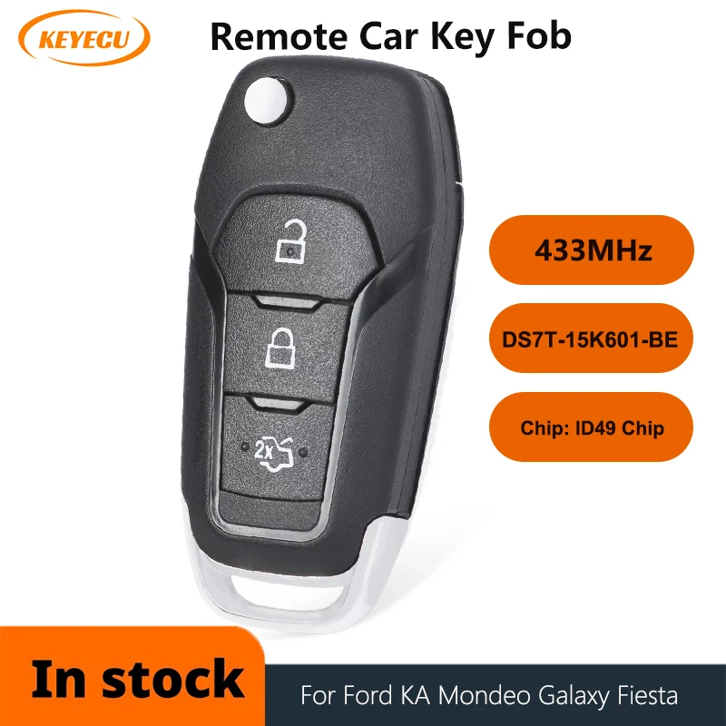 Складной дистанционный ключ KEYECU с 3 кнопками, 433 МГц, чип ID49 для Ford KA Mondeo 2014 + FCC: DS7T-15K601-BE P/N: 1892737
Складной дистанционный ключ KEYECU с 3 кнопками, 433 МГц, чип ID49 для Ford KA Mondeo 2014 + FCC: DS7T-15K601-BE P/N: 1892737
