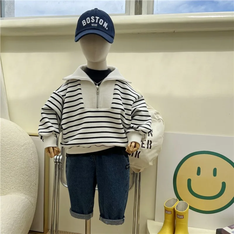 Children Hoodie 2023 Korean Style Spring Autumn Striped Boys and Girls Loose Lapel Splicing Long Sleeved Zipper Casual Pullover
Children Hoodie 2023 Korean Style Spring Autumn Striped Boys and Girls Loose Lapel Splicing Long Sleeved Zipper Casual Pullover