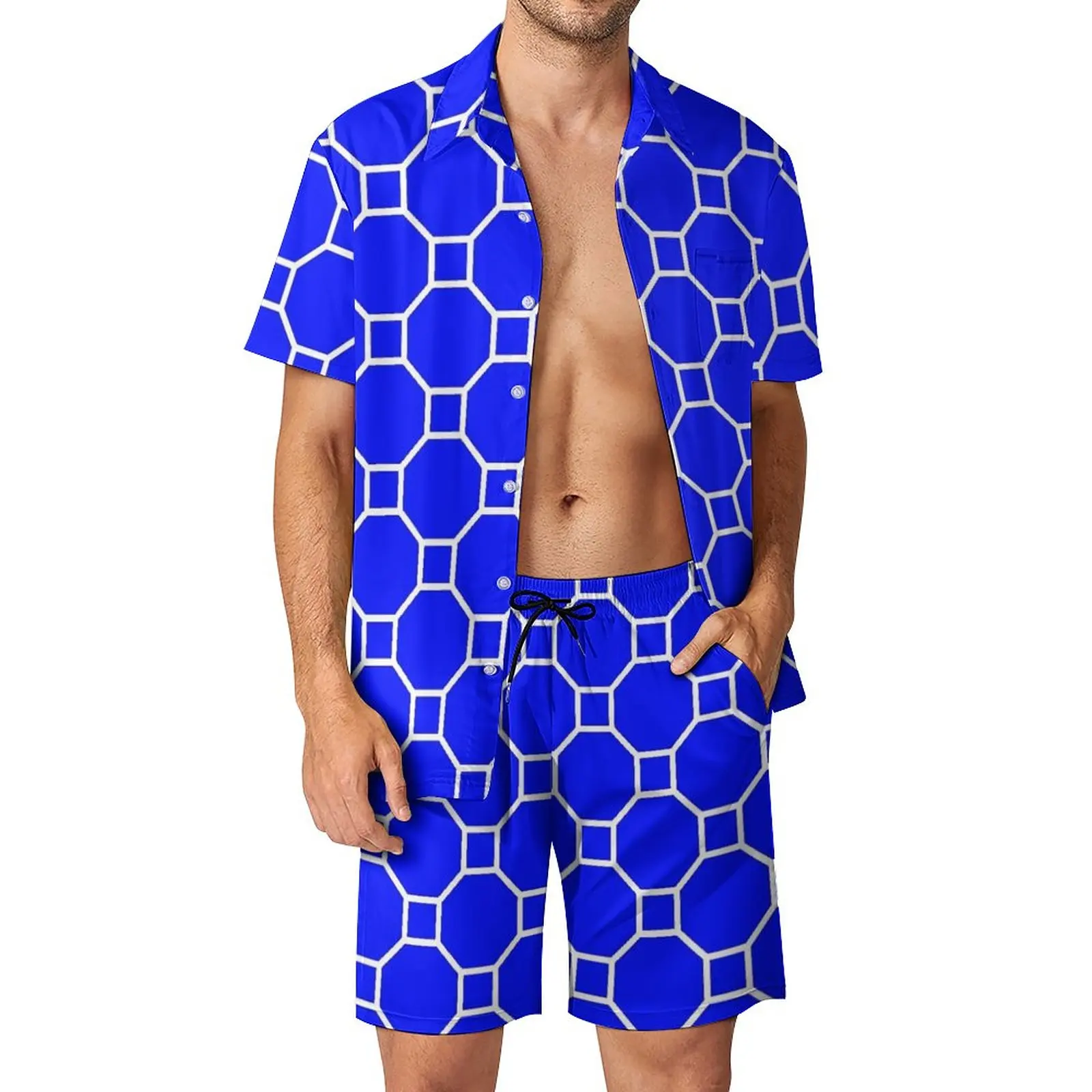 Blue Hives Vacation Men Sets Geometric Print Casual Shirt Set Summer Design Shorts 2 Piece Hawaii Suit Large Size
Blue Hives Vacation Men Sets Geometric Print Casual Shirt Set Summer Design Shorts 2 Piece Hawaii Suit Large Size