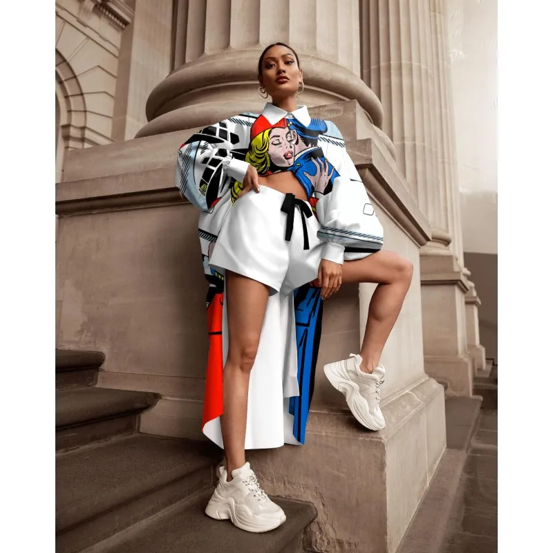 2 Pieces Women's Sets 2021 Spring Autumn Cartoon Print Blouse Long Shirt Women Tops And Shorts Set Two Piece Set Tracksuit
2 Pieces Women's Sets 2021 Spring Autumn Cartoon Print Blouse Long Shirt Women Tops And Shorts Set Two Piece Set Tracksuit