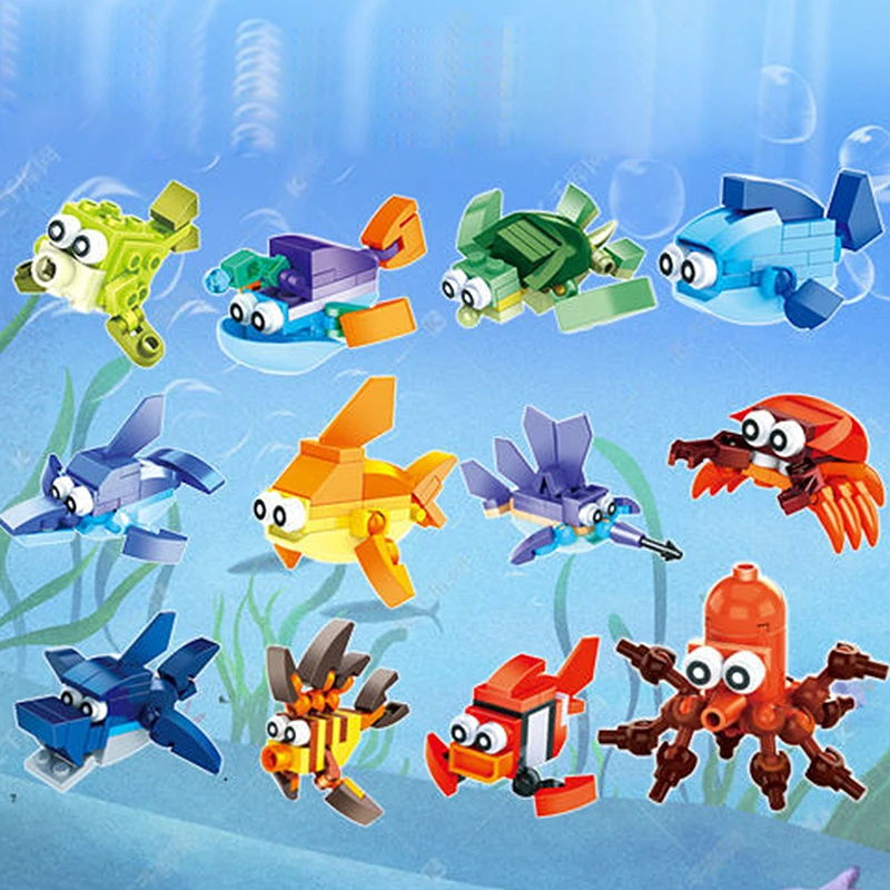 12pc/set DIY Creative 3D Mini Animal Block Set Dolphin Turtle Shark Octopus Building Brick Toy for Kids Children Birthday Gift
12pc/set DIY Creative 3D Mini Animal Block Set Dolphin Turtle Shark Octopus Building Brick Toy for Kids Children Birthday Gift