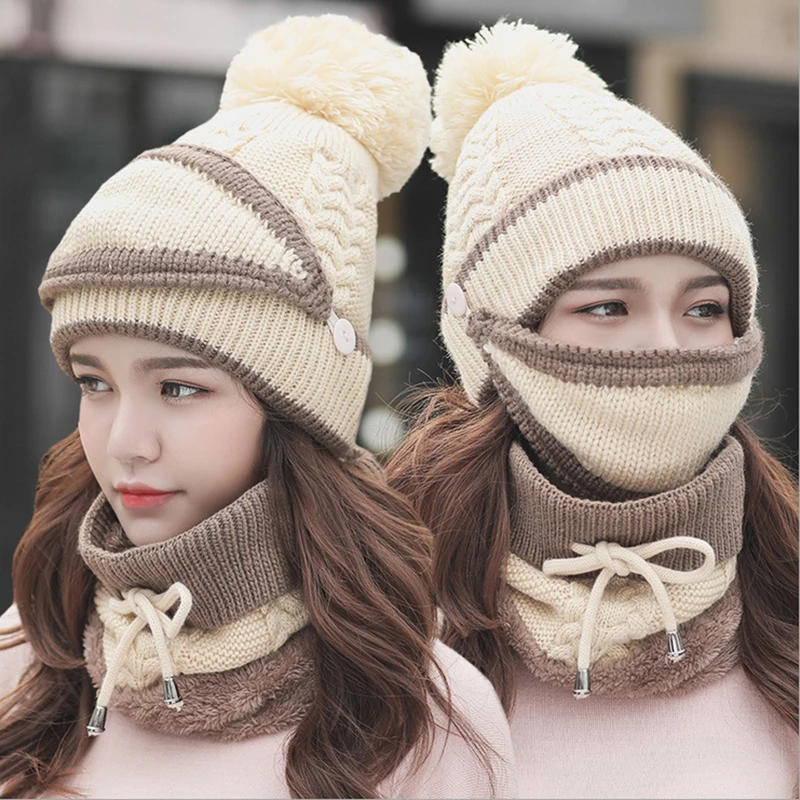 2022 Hat Winter Women's Mask Hat For Girls Thick Warm Fleece Inside Balaclava Knitted Hat Scarf Set 3Pcs Riding Fashion Cap
2022 Hat Winter Women's Mask Hat For Girls Thick Warm Fleece Inside Balaclava Knitted Hat Scarf Set 3Pcs Riding Fashion Cap