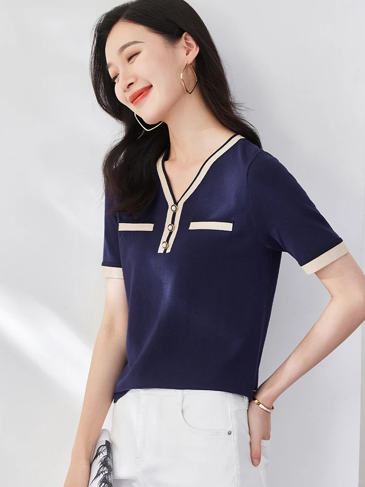 Short Sleeve Tshirt Women Knitted Top Mujer 2022 Fashion Striped T Shirt Summer New Casual Clothes V Neck Female Tee Shirt Femme
Short Sleeve Tshirt Women Knitted Top Mujer 2022 Fashion Striped T Shirt Summer New Casual Clothes V Neck Female Tee Shirt Femme