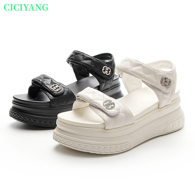 Сандалии CICIYANG женские из натуральной кожи, пляжная обувь на массивной платформе, повседневные Босоножки с открытым носком, высота 7 см, лето ... 
Сандалии CICIYANG женские из натуральной кожи, пляжная обувь на массивной платформе, повседневные Босоножки с открытым носком, высота 7 см, лето ...