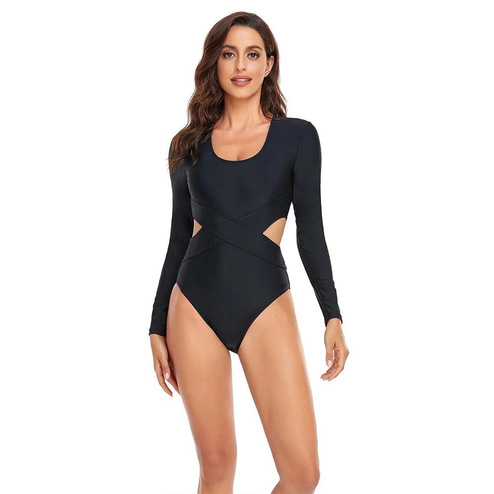 Sexy Fashion Women's Solid Black One-Piece Long Sleeve Surfing Suit Water Sports Sunscreen Fast Dry Beach Swimming Surfing Suit
Sexy Fashion Women's Solid Black One-Piece Long Sleeve Surfing Suit Water Sports Sunscreen Fast Dry Beach Swimming Surfing Suit