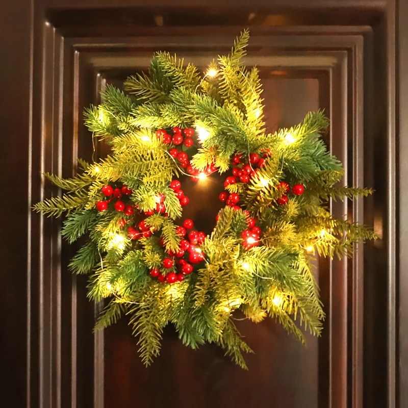 Christmas Artificial Wreath Round Red Berry Plastic Garland with Light Battery Powered for Home Decor Front Door Pendant Holiday
Christmas Artificial Wreath Round Red Berry Plastic Garland with Light Battery Powered for Home Decor Front Door Pendant Holiday