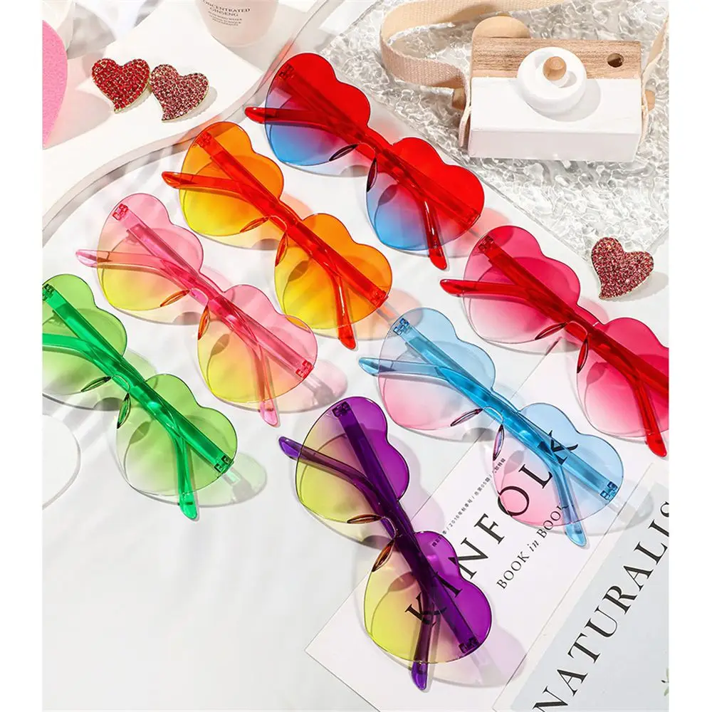 Plastic Rimless Heart-shaped Sunglasses Colorful Sunglasses Gradient Lenses Candy Color Shades Eyewear Funny Party Sun Glasses
Plastic Rimless Heart-shaped Sunglasses Colorful Sunglasses Gradient Lenses Candy Color Shades Eyewear Funny Party Sun Glasses