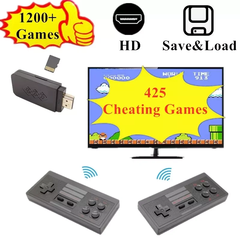 NEW2023 Wireless Mini Retro TV Video Game Console For Nes Games Support TF Card Save&Load 1200+ Built-In Games 425 Cheating
NEW2023 Wireless Mini Retro TV Video Game Console For Nes Games Support TF Card Save&Load 1200+ Built-In Games 425 Cheating