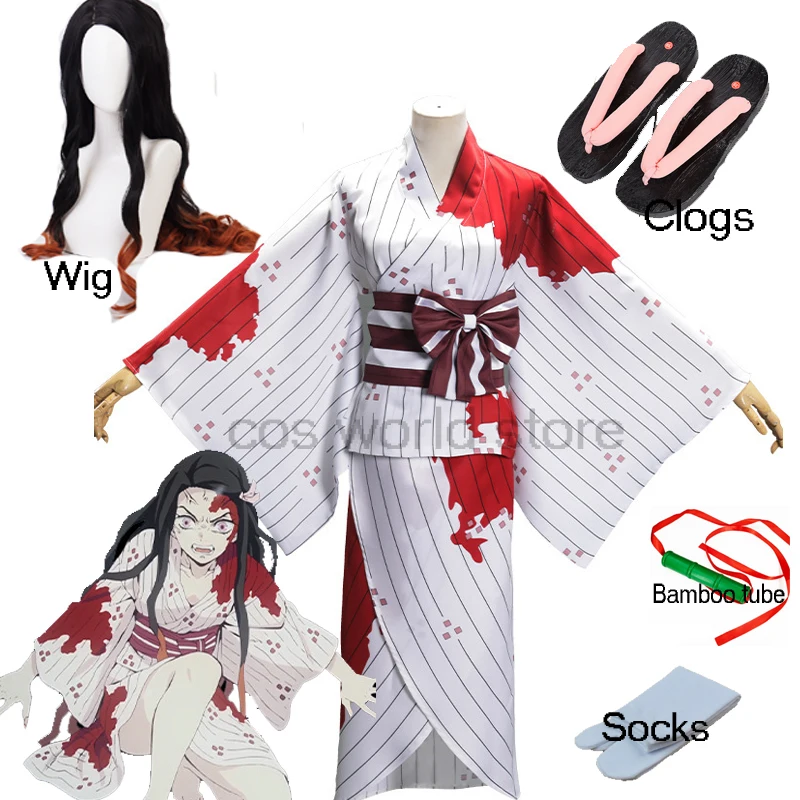 Anime Demon Slayer Kamado Nezuko Cosplay Costume Women Kimono Uniform Halloween Party Costume Baboo Tube Wig Clogs Nails Outfit
Anime Demon Slayer Kamado Nezuko Cosplay Costume Women Kimono Uniform Halloween Party Costume Baboo Tube Wig Clogs Nails Outfit
