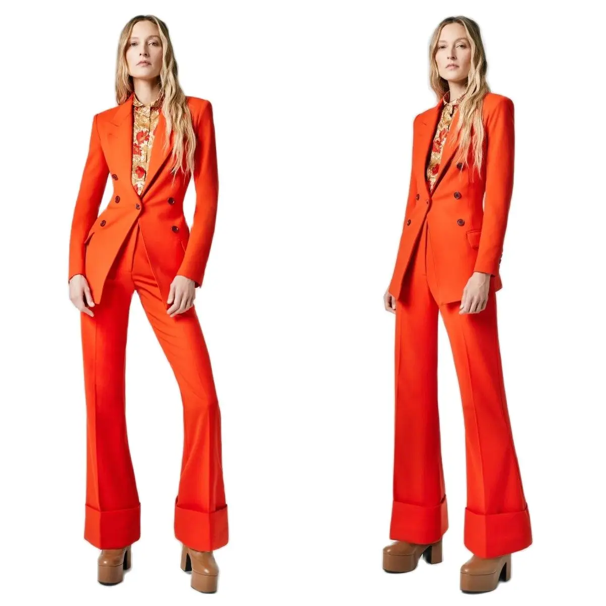 Women Orange Suit Custom Made Single Breasted Bridesmaid Dress Peaked Lapel Personalized Coat Pant 2 PCS Set For Prom Party
Women Orange Suit Custom Made Single Breasted Bridesmaid Dress Peaked Lapel Personalized Coat Pant 2 PCS Set For Prom Party
