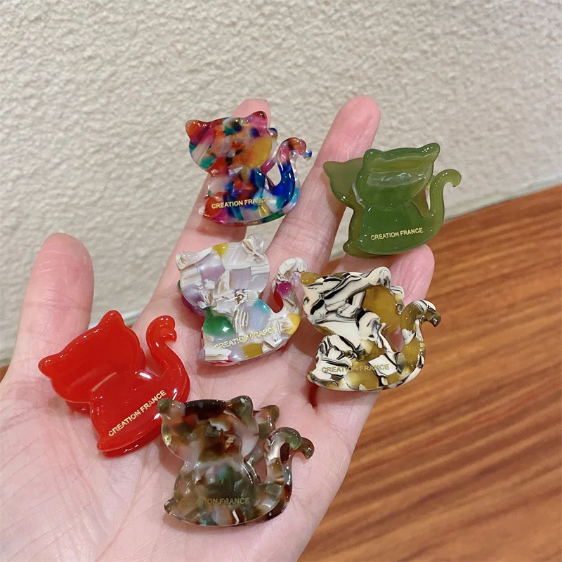 UXSL New Women's Cute Cat Small Hair Claw High Quality Acetate Fiber Colorful Hair Clips Girls Bangs Grab Clip Hairpin Headdress
UXSL New Women's Cute Cat Small Hair Claw High Quality Acetate Fiber Colorful Hair Clips Girls Bangs Grab Clip Hairpin Headdress